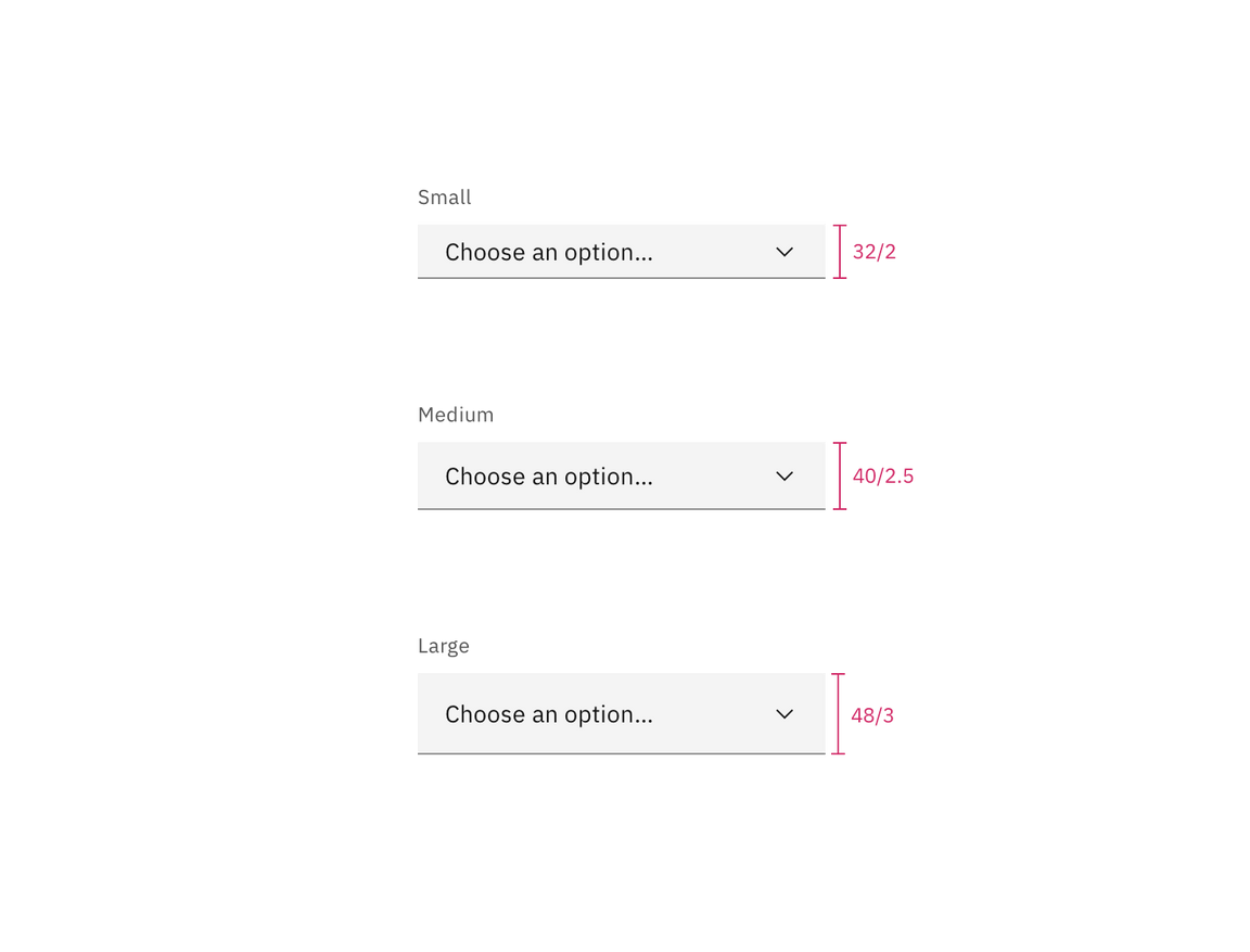 Dropdown sizes